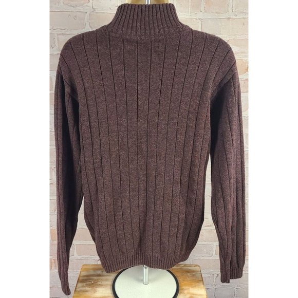 Oscar De La Renta Long Sleeve Quarter Zip Brown Pullover Sweater Men's Medium - Picture 3 of 15